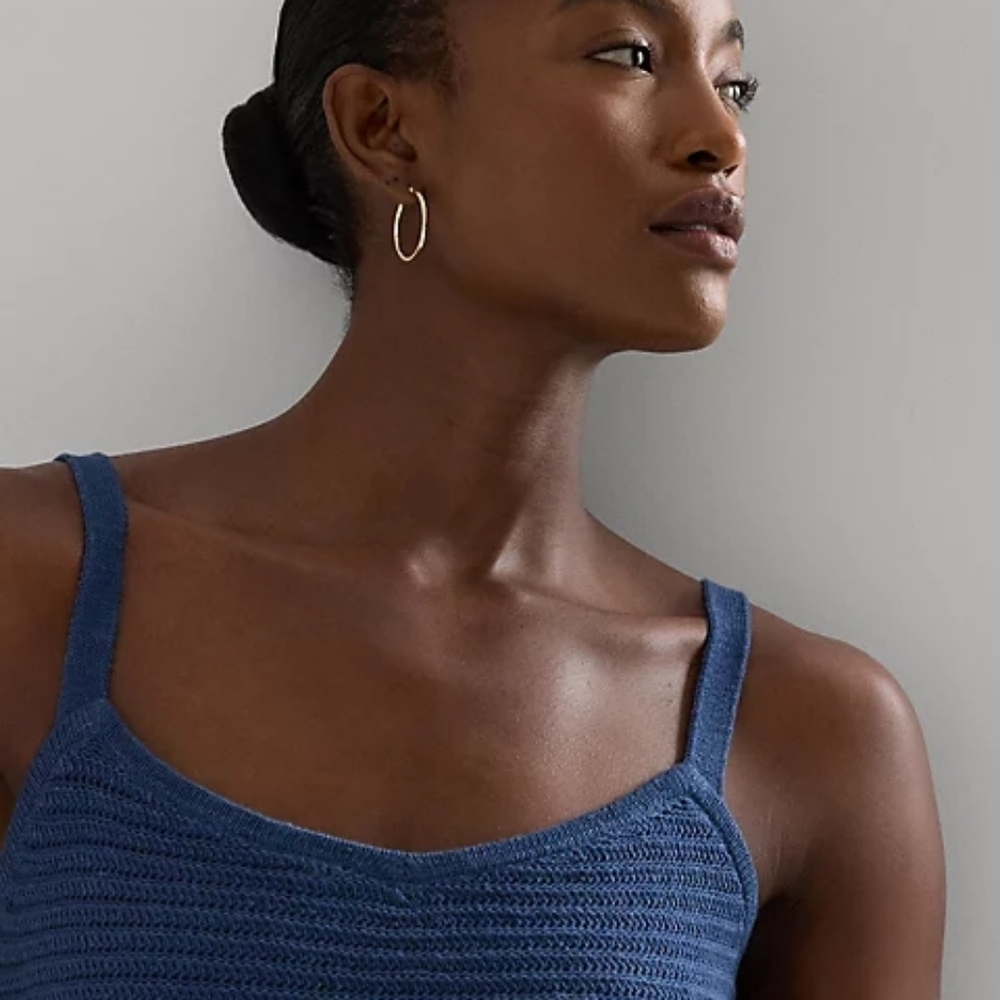 Lauren Ralph Lauren Linen-Cotton Cropped Indigo Blue Sweater Tank Top Sz S NWT - Picture 8 of 8